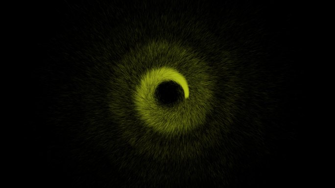 黑色背景上彩色颗粒的螺旋漩涡。