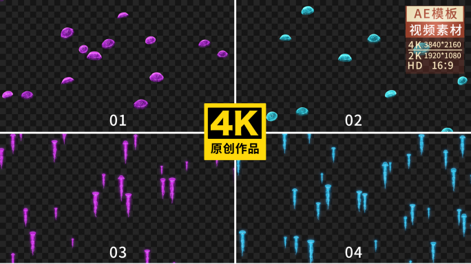 4K彩色水母