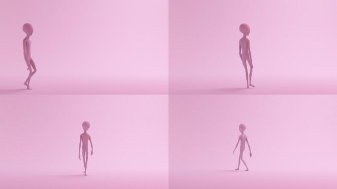 粉色系列外星人绕圈子行走