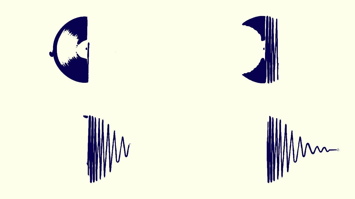 留声机录音动画音频音波光线生长