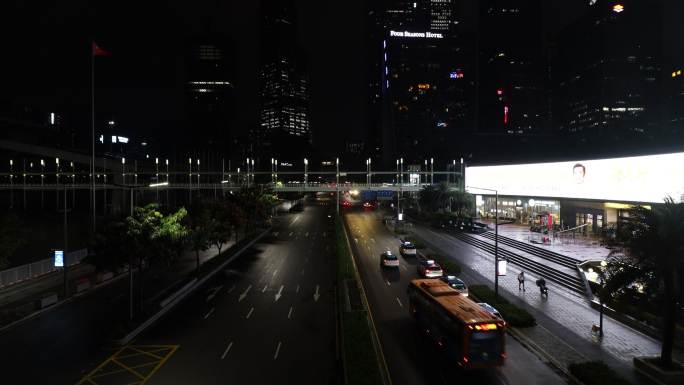 深圳市福华三路的城市街道夜景