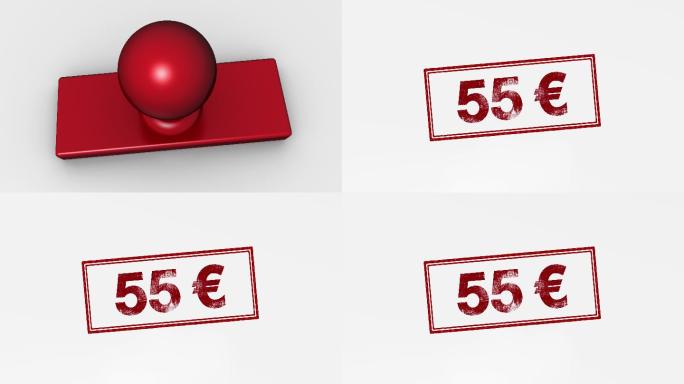 欧元盖章三维3d动画素材红色印章