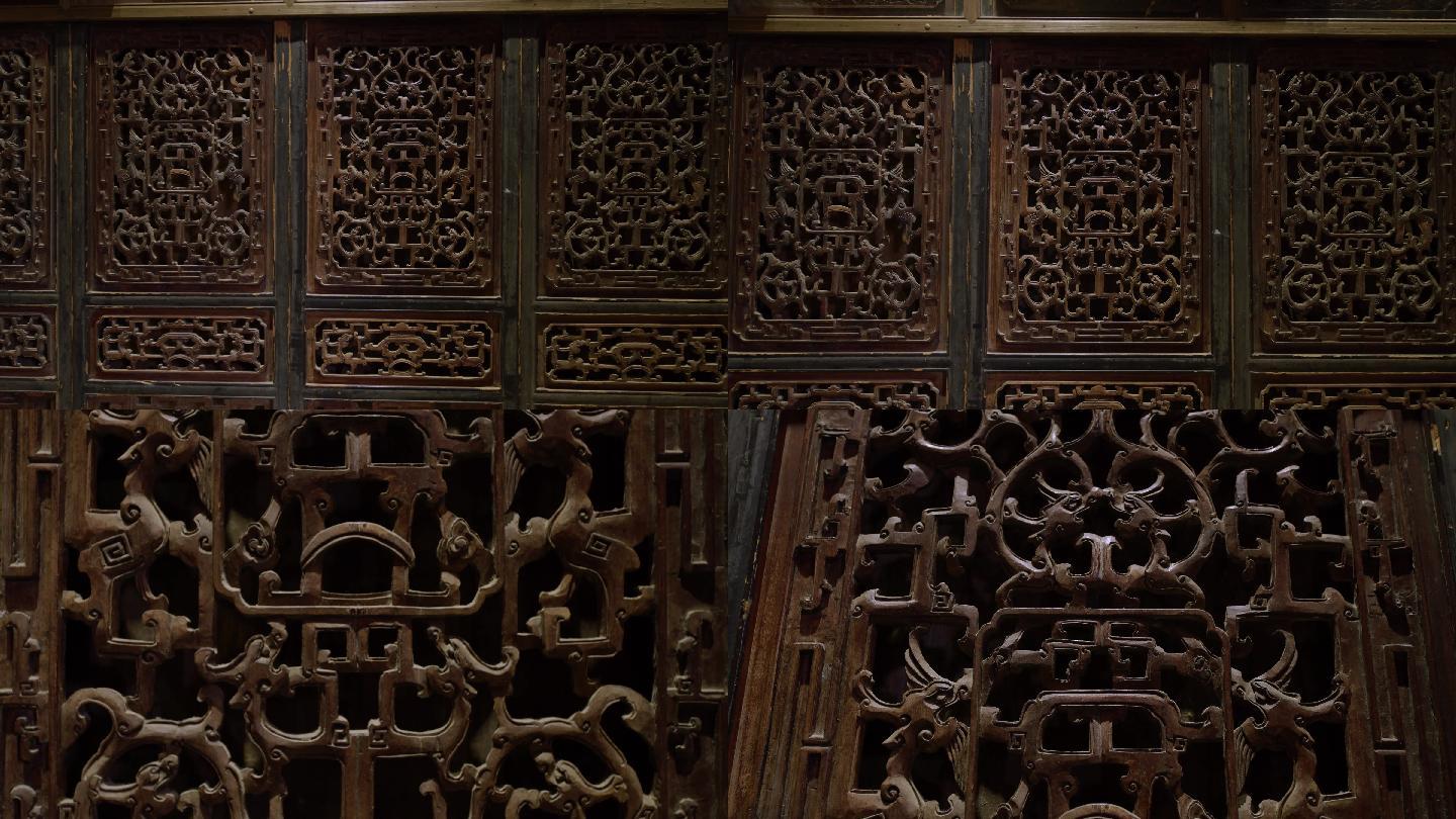 古代镂空木雕门扇一组