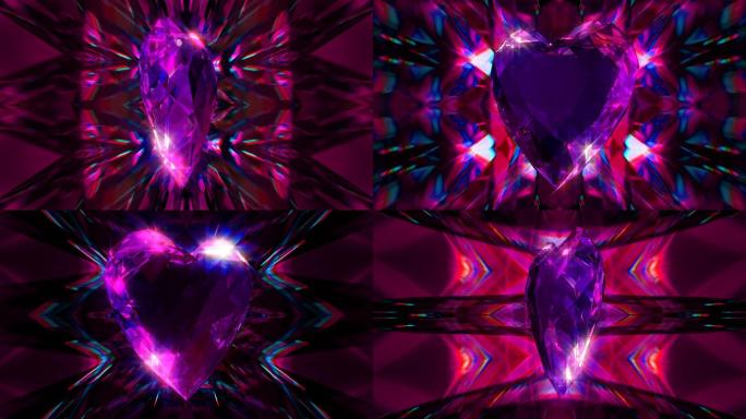 心形抽象现代背景三维动画紫色紫心旋转神秘