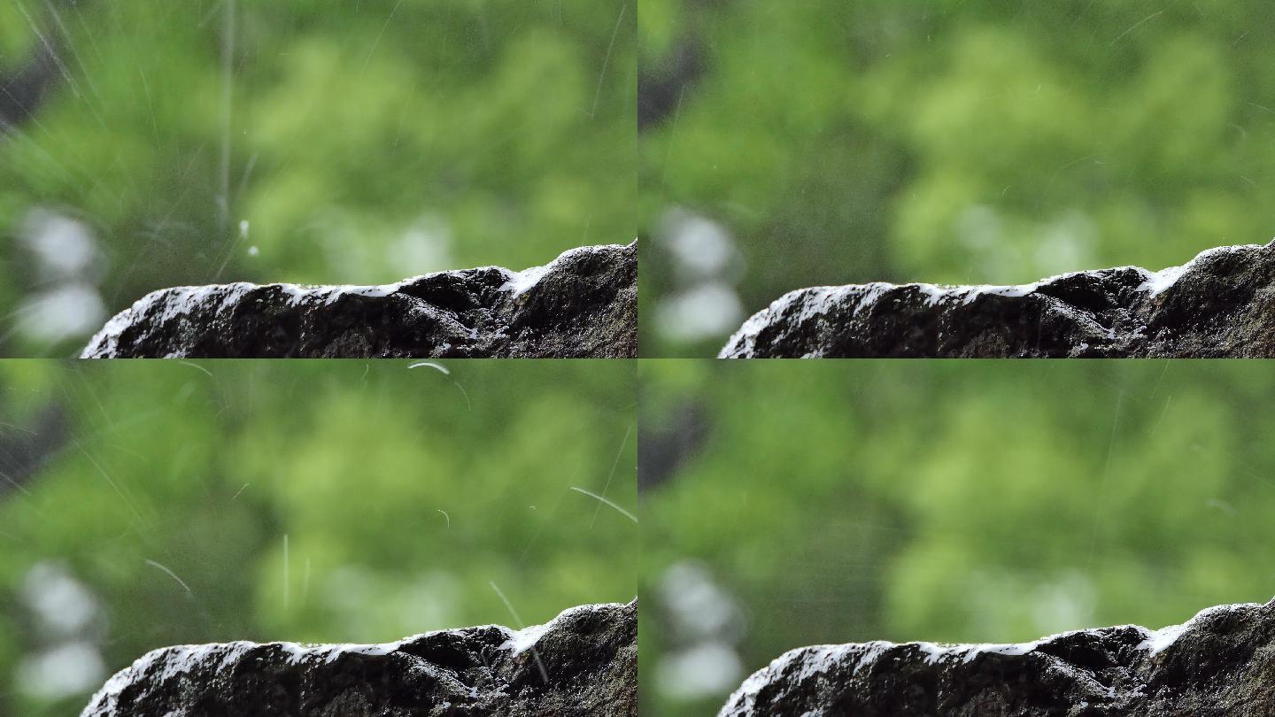 阴天瓦沿雨水滴落屋檐雨水降雨雨滴特写