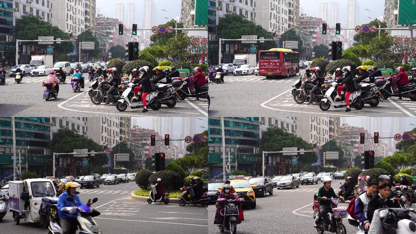 红绿灯 上班的人群 匆忙过马路