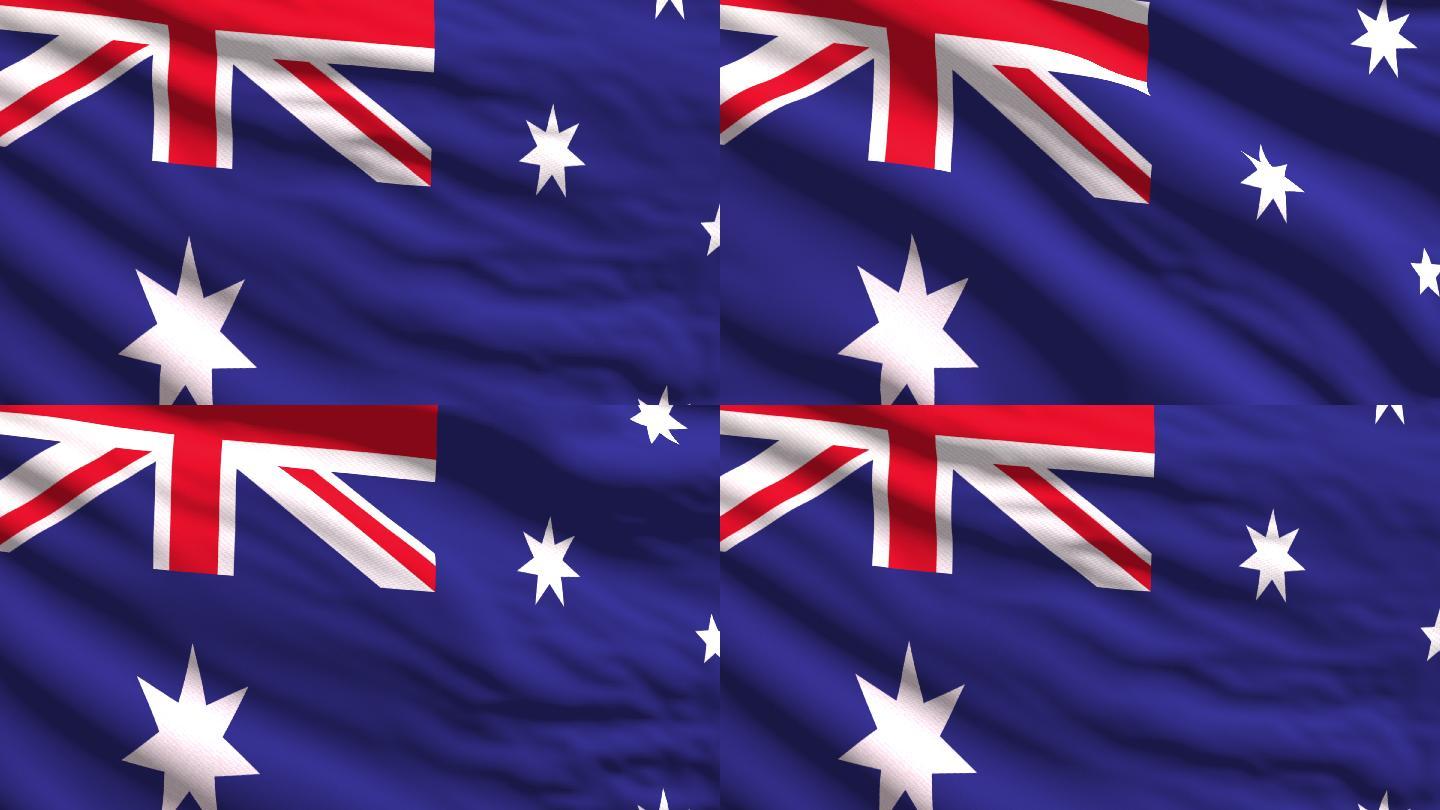 澳大利亚国旗旗帜澳大利亚国旗飘扬