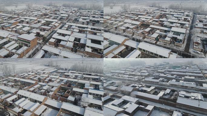 航拍唯美村庄雪景