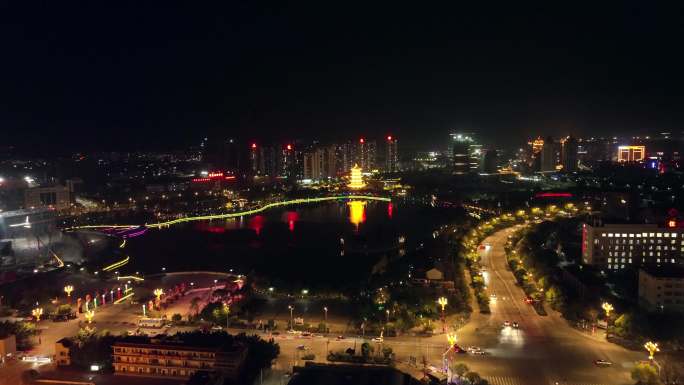 4k临沧玉龙湖夜景航拍