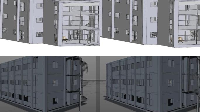 办公厂房住宅 四边面模型
