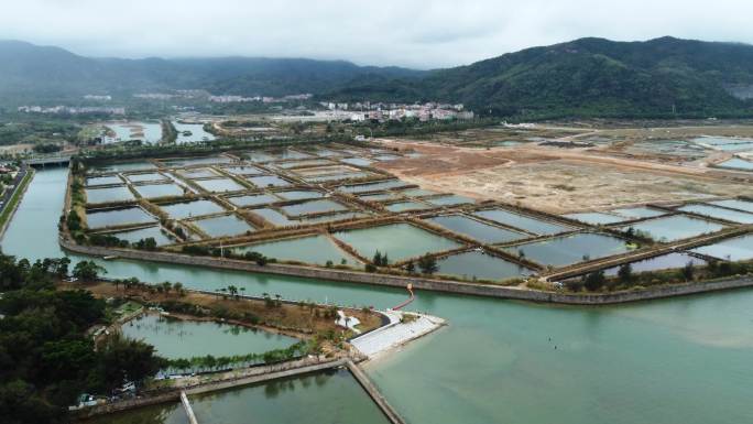 4K航拍海边水塘空境