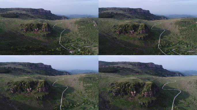 舜王坪山顶草坪草地山路巨石阵