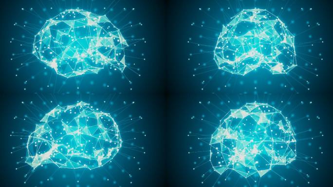 蓝色人工脑动画特效大脑合成元素光效