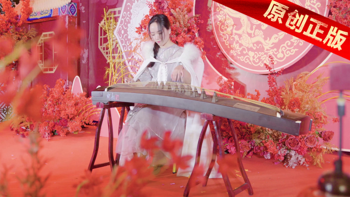 浪漫新中式古风美女弹古筝唯美独奏4k实拍