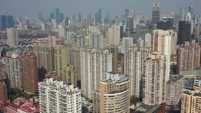 4K原素材-航拍上海老西门社区高楼大厦