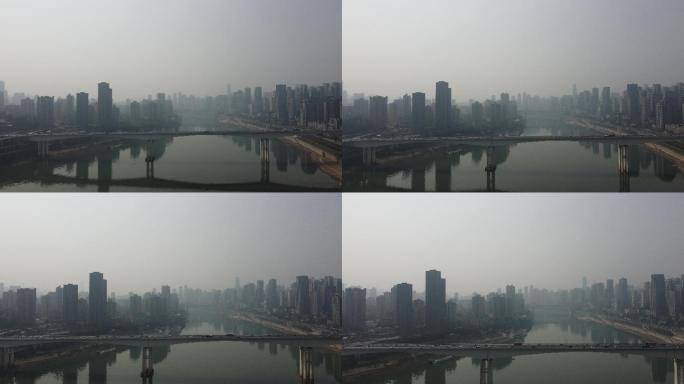 逆光航拍重庆嘉华大桥唯美空镜头