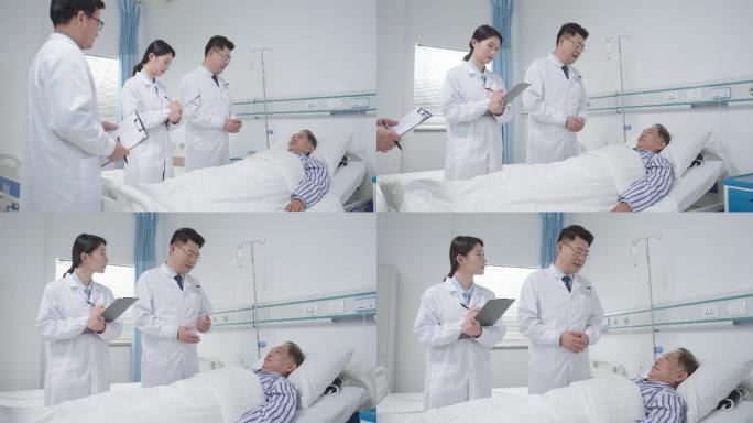 医生和病床上的病人交谈