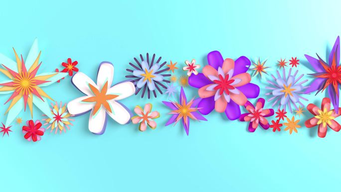 彩色花朵动画宣传片实拍动态视频素材