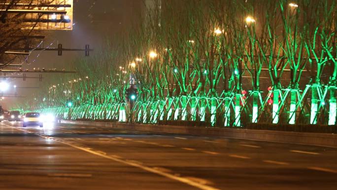 北京灯光通明 交通 红灯笼 北京车流车流