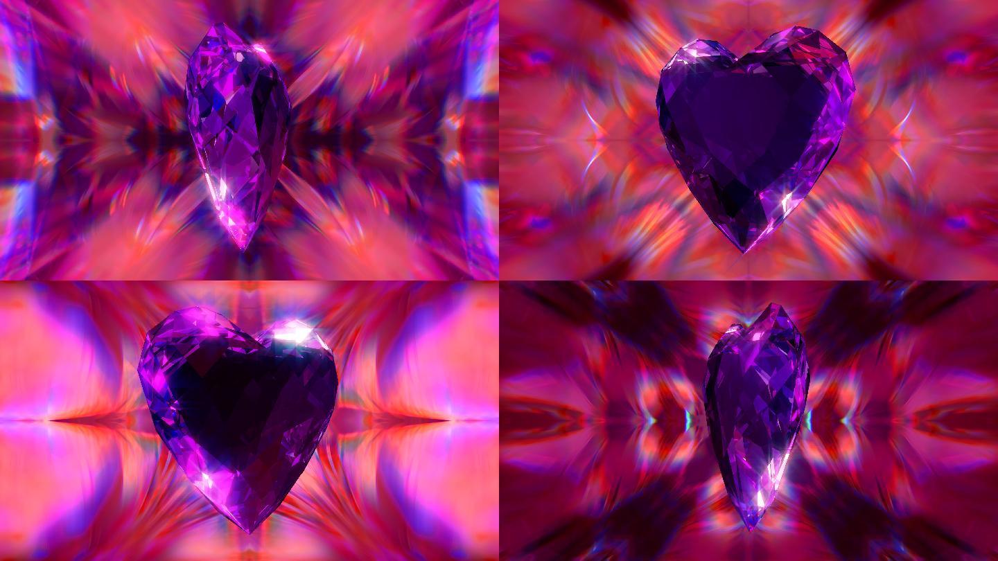 心形抽象背景心形钻石璀璨夺目晶莹剔透