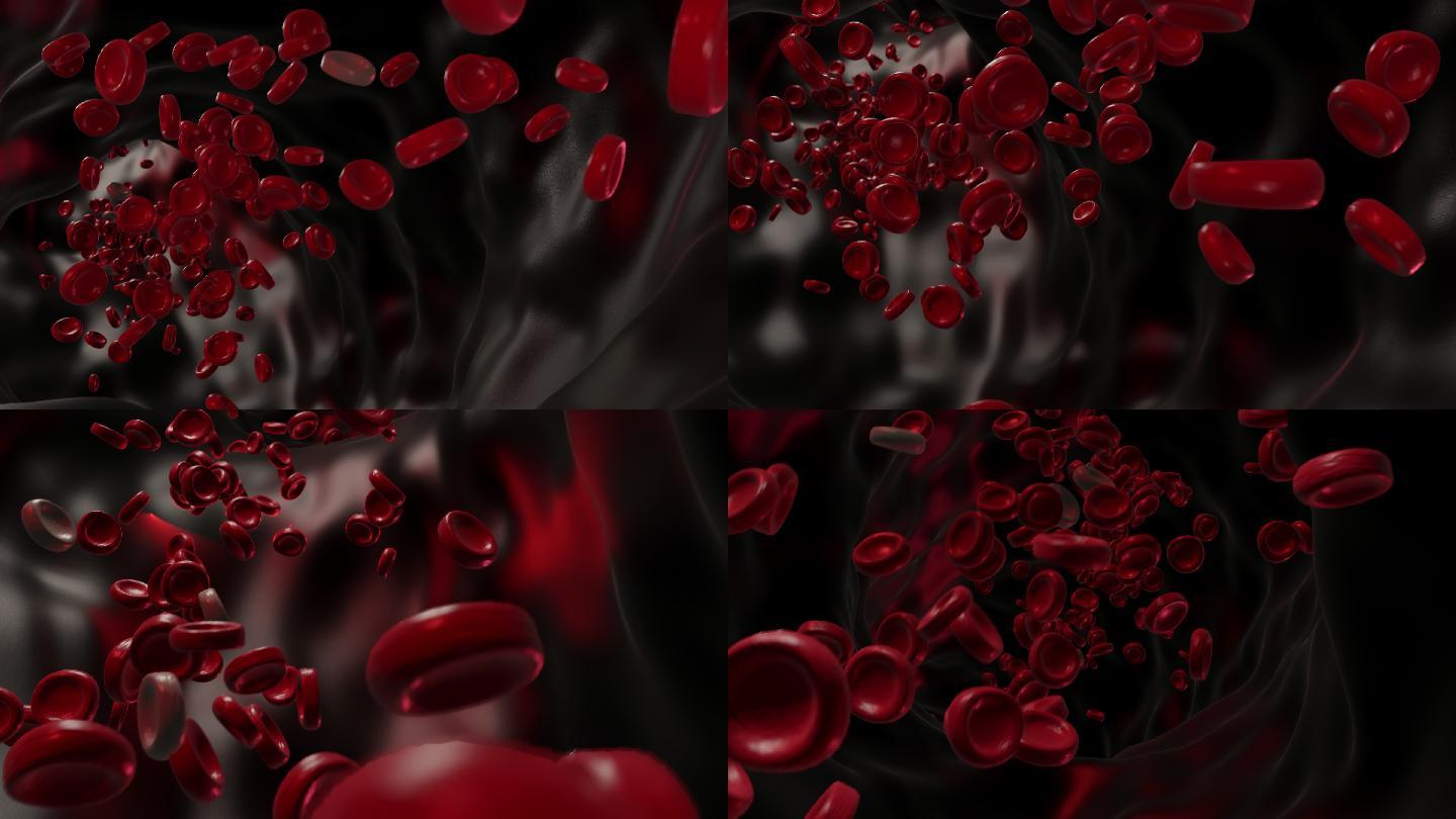 流动的红细胞人体运转粒子旋转暗黑流串