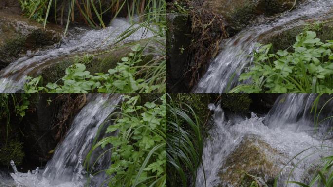 小溪瀑布水流水花慢速04