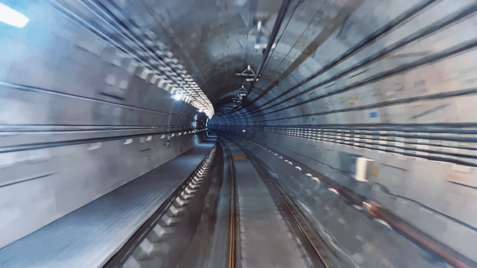 地铁隧道素材地铁穿梭第一视角地铁无人驾驶