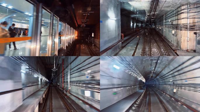地铁隧道素材地铁穿梭第一视角地铁无人驾驶