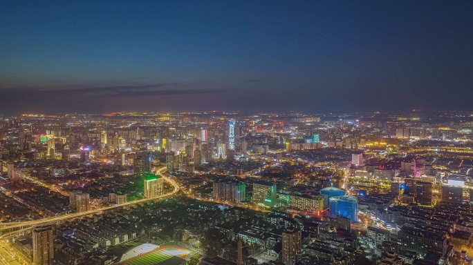 济南市区延时摄影航拍夜景