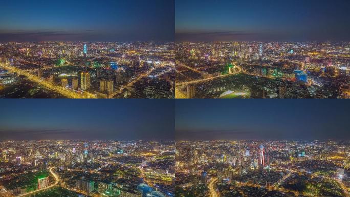 济南市区延时摄影航拍夜景