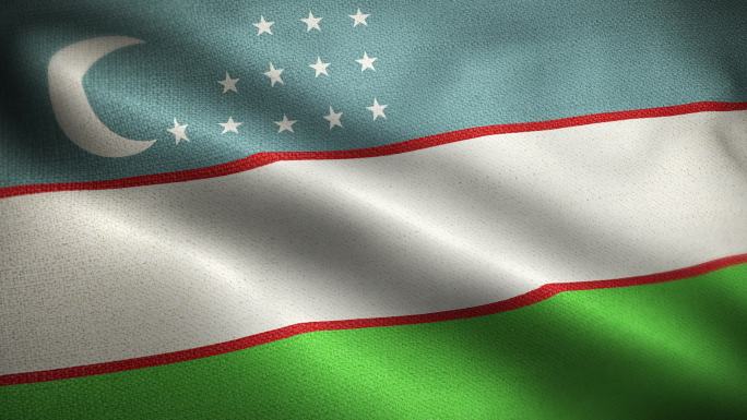 乌兹别克斯坦国旗飘动微风旗帜