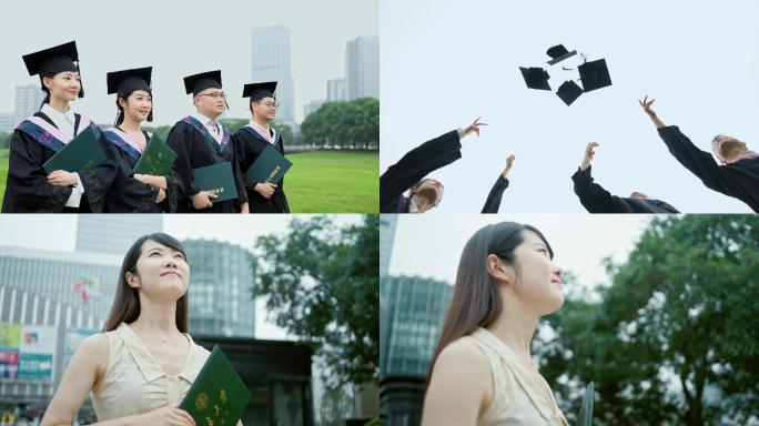 4K_大学生毕业就业扔学士帽