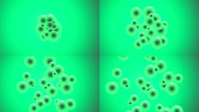 绿色细胞细胞动画特效细胞分裂增殖3D三维