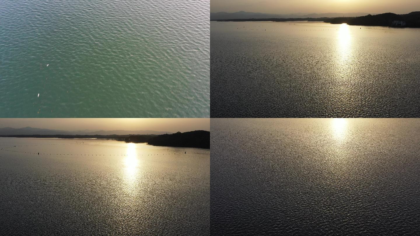 航拍湖上波光粼粼4K视频素材