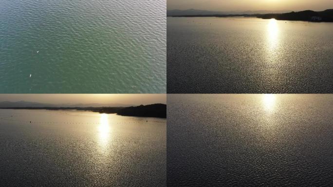 航拍湖上波光粼粼4K视频素材