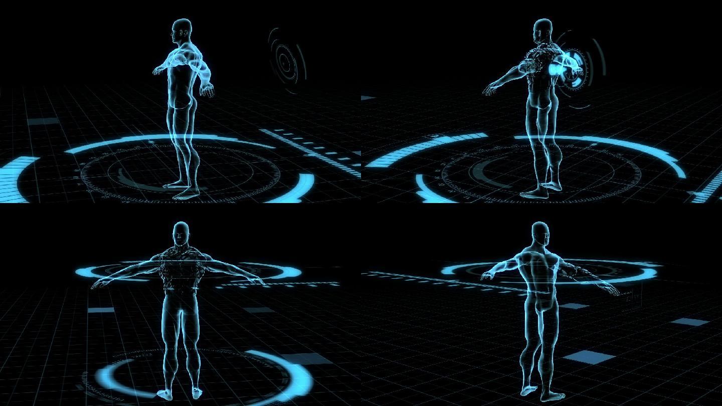 人体的未来扫描特效视频