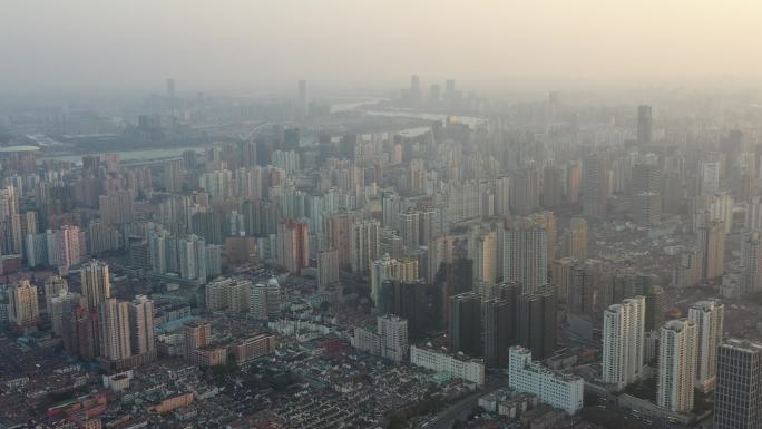 4K原素材-航拍上海老城厢，城市全景