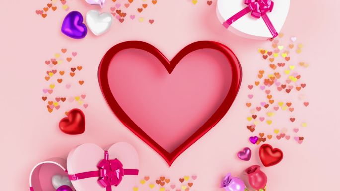 粉红色的礼品盒粉嫩爱心心形