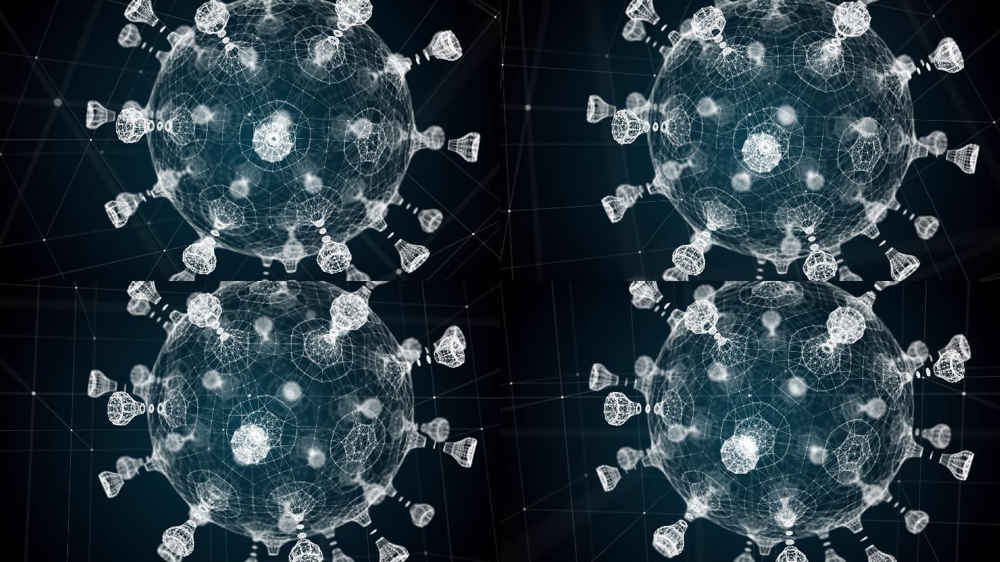 病毒细胞漂浮在空中三维渲染