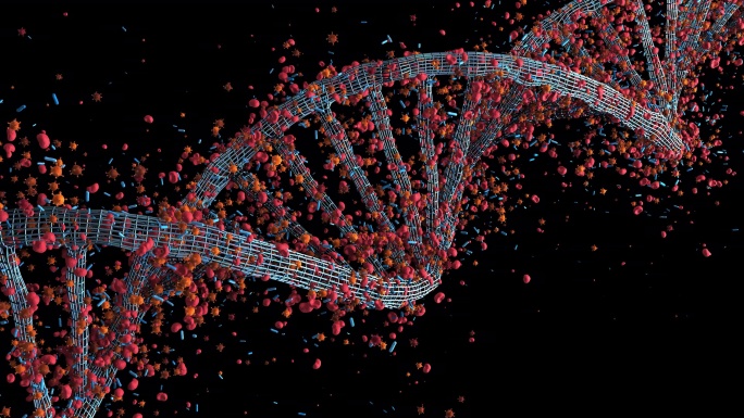 断裂的DNA结构新冠病毒细菌细胞微生物真