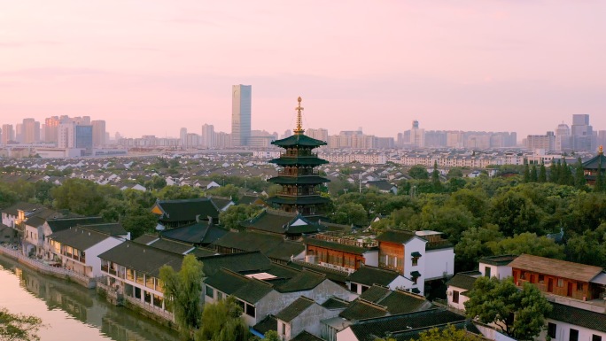 苏州寒山寺航拍