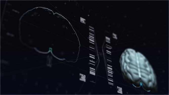 脑磁共振技术扫描特效合成元素全息hud素