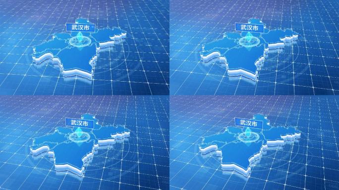 湖北武汉市蓝色科技感定位地图ae模板