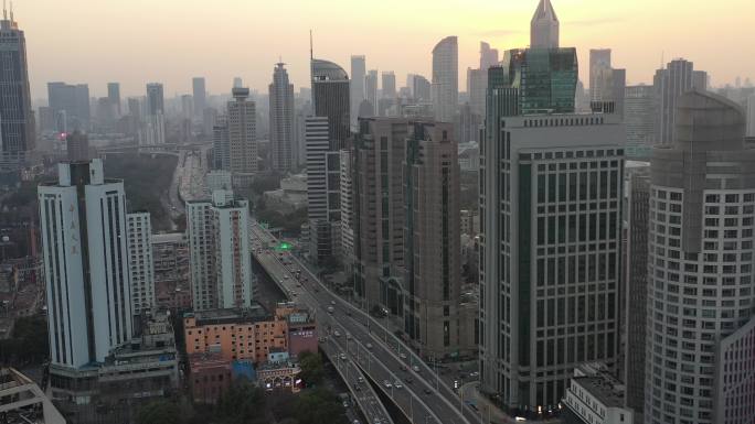 4K原素材-航拍上海延安东路、延安高架路