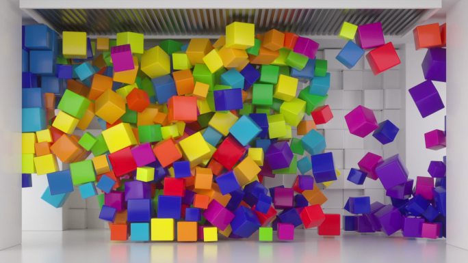 黄绿蓝七色方块有限空间裸眼3D动态视频