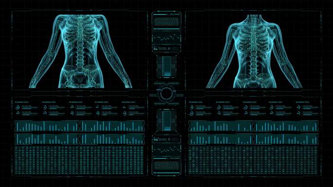 医疗全息图人体透视图骨骼架构医学诊断