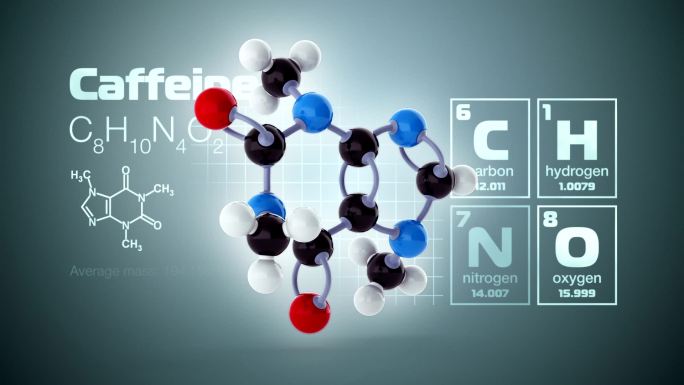 咖啡因分子动画3D元素栏目