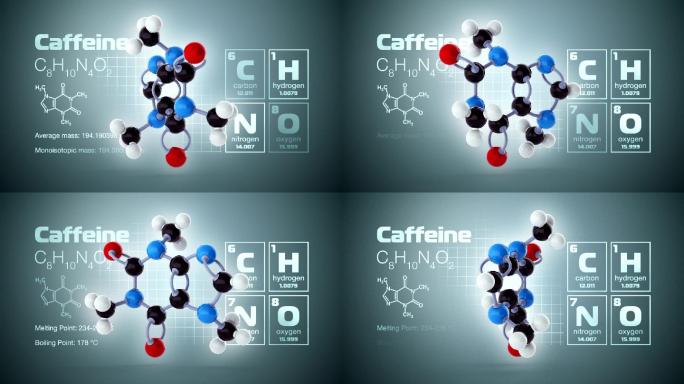 咖啡因分子动画3D元素栏目