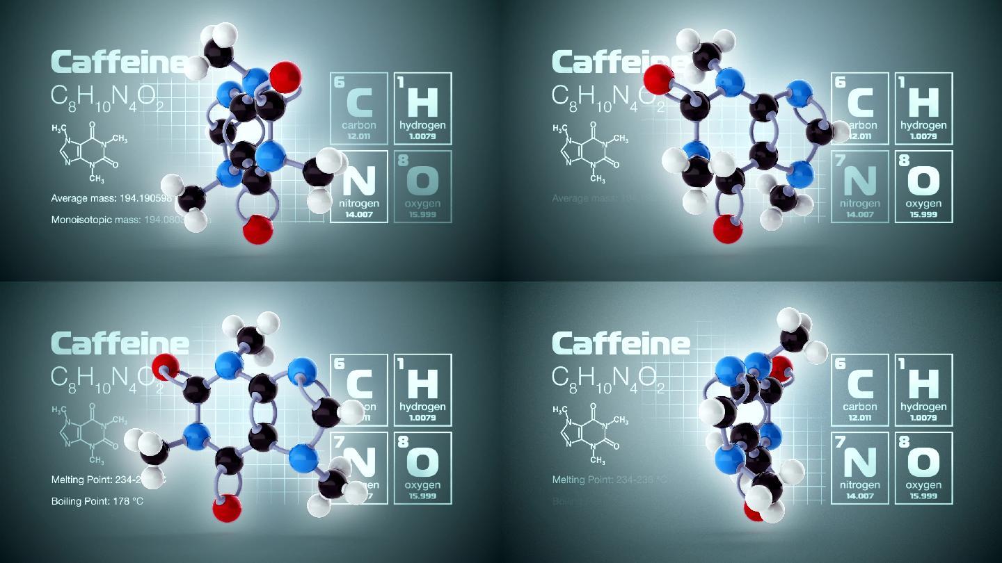 咖啡因分子动画3D元素栏目