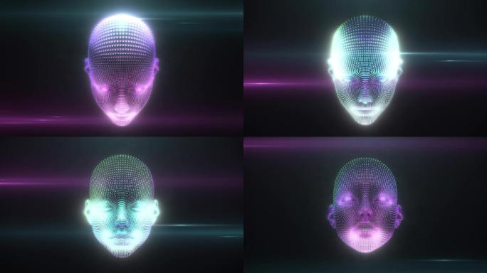 科技AI人物脸部上下旋转扫描识别